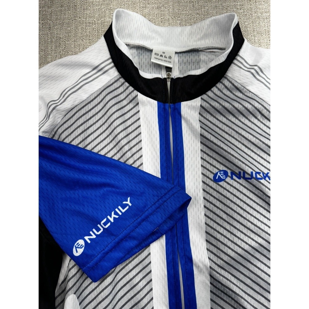 Nuckily Mens Cycling Jersey Blue Black White Size Medium